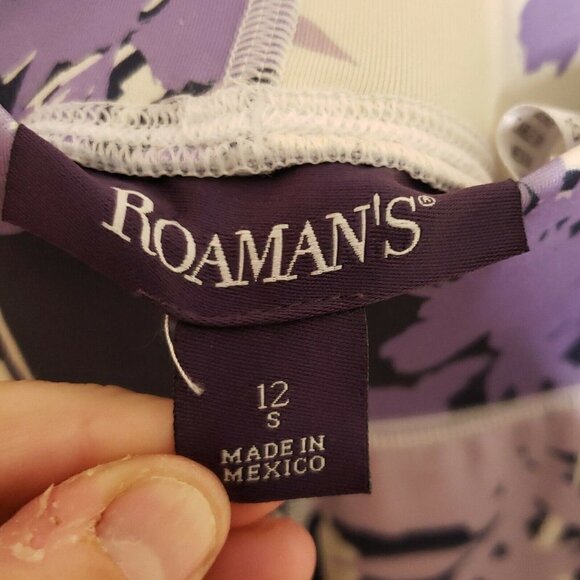 Roaman's Purple Floral Athletic Leggings 12 - Picture 6 of 8